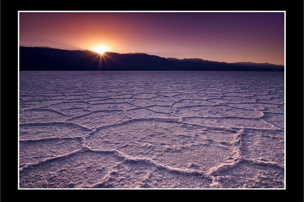 product picture back to the floor death valley salt flats hexagons sun flare badwater sunset buy limited edition print paul reiffer photograph photography