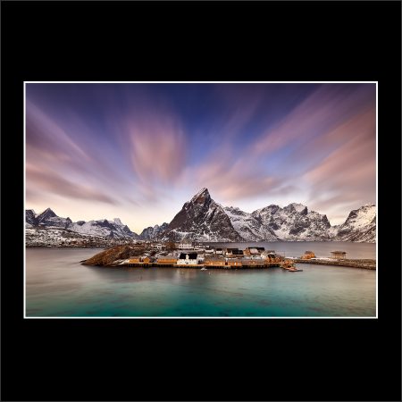 product picture Lagoon Sakrisoy Island Reine Lofoten Northern Norway Snow Mountains Winter Water buy limited edition print paul reiffer photograph photography