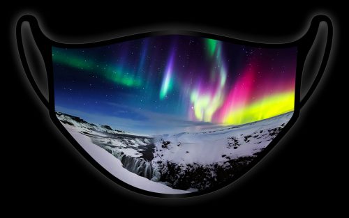 Face Mask COVID-19 Filter Non Surgival Coronavirus Designer Landscape Images Facial Mouth Shield Paul Reiffer Wild Bangarang NHS Support Aurora Northern Lights