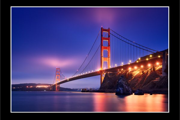 product picture morning blues san francisco golden gate bridge sausalito mist fog blue hour lights night buy limited edition print paul reiffer photograph photography