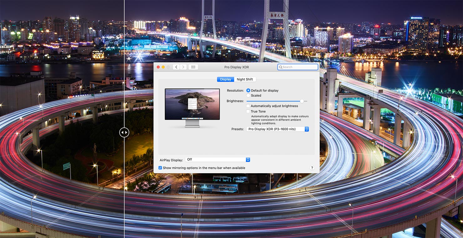 Disable TrueTone Night Shift Automatic Brightness Turn Off Apple Mac Pro XDR Display Review 16 Core Dual Vega Radeon Capture One Pro Paul Reiffer Photographer Phase One