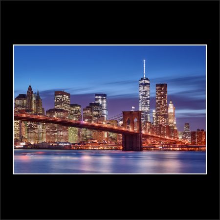 product picture Out Of Office Brooklyn Blues New York City NYC Bridge Dusk Lights WTC Tower World Trade Center River FiDi Manhattan buy limited edition print paul reiffer photograph photography