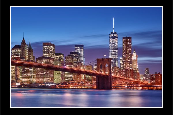 product picture Out Of Office Brooklyn Blues New York City NYC Bridge Dusk Lights WTC Tower World Trade Center River FiDi Manhattan buy limited edition print paul reiffer photograph photography