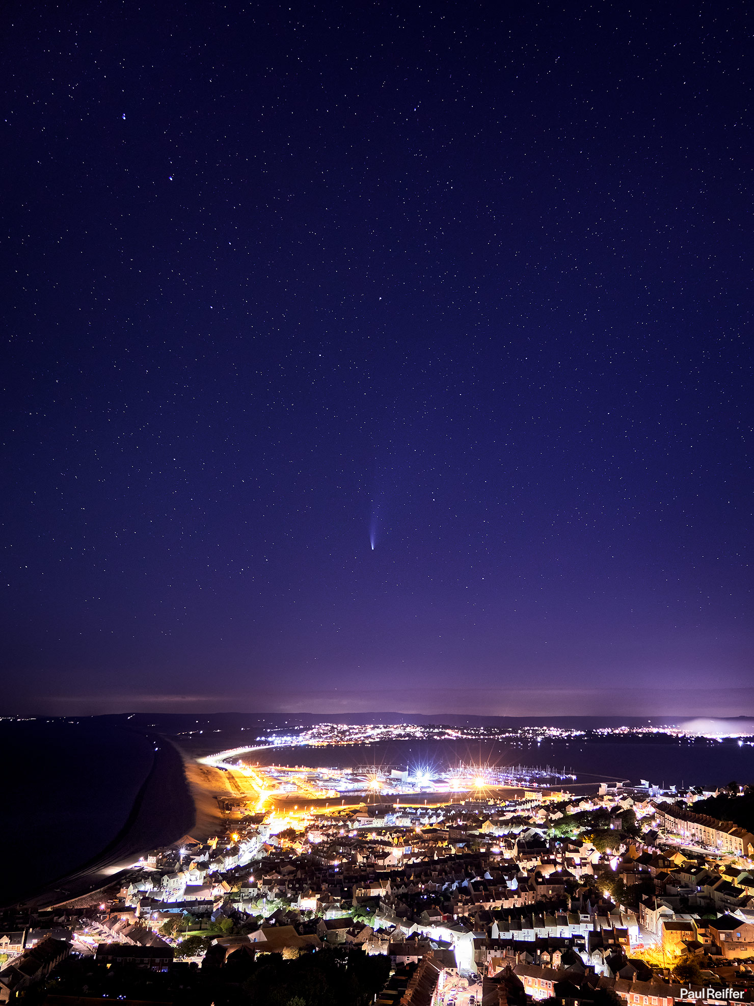 Comet Landscape Neowise Portland Dorset Fleet Chesil Beach Fortuneswell Jurassic Coast Night Sky UK Paul Reiffer Astro Astrophotography Stars Wyke Regis F3 C 2020