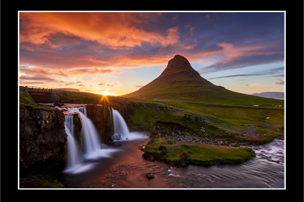 product picture midday night mid day midnight sun kirkjufellsfoss iceland kirkjufell waterfall sunset mountain buy limited edition print paul reiffer photograph photography