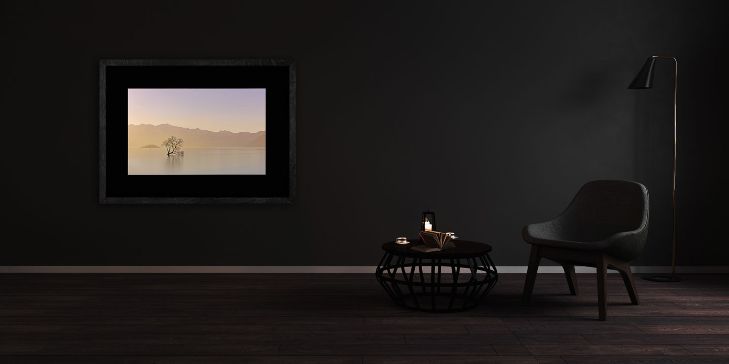 alone Lake Wanaka New Zealand buy limited edition photograph landscape Full Solid Wood Black Frame Complete Image Paul Reiffer Apartment 07 Dark Black Solid Wood Frame Paul Reiffer