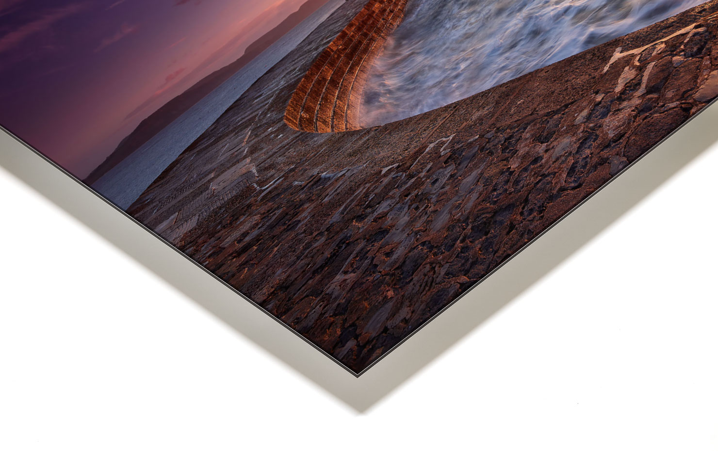 breakwater Lyme Regis England buy limited edition photograph landscape Full Acrylic Aluminium Metal Frame Paul Reiffer