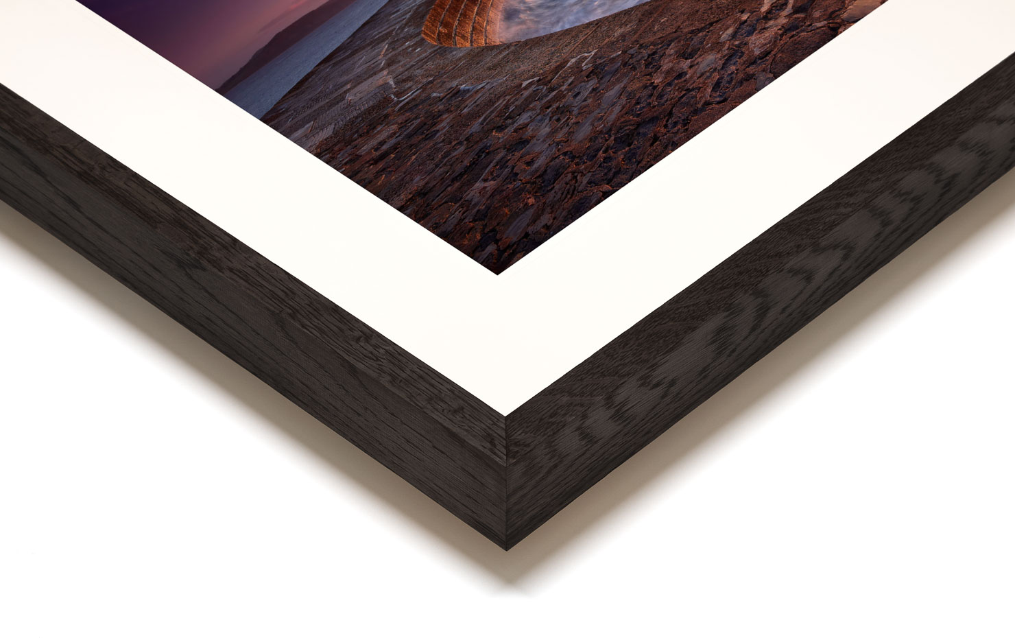 breakwater Lyme Regis England buy limited edition photograph landscape Full Dark Solid Wood Frame Paul Reiffer