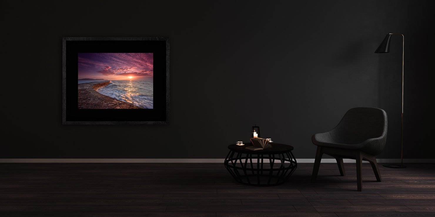 breakwater Lyme Regis England buy limited edition photograph landscape Full Solid Wood Black Frame Complete Image Paul Reiffer Apartment 07 Dark Black Solid Wood Frame Paul Reiffer