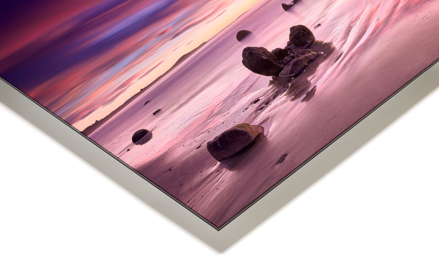 crack of dawn Moeraki New Zealand buy limited edition photograph landscape Full Acrylic Aluminium Metal Frame Paul Reiffer