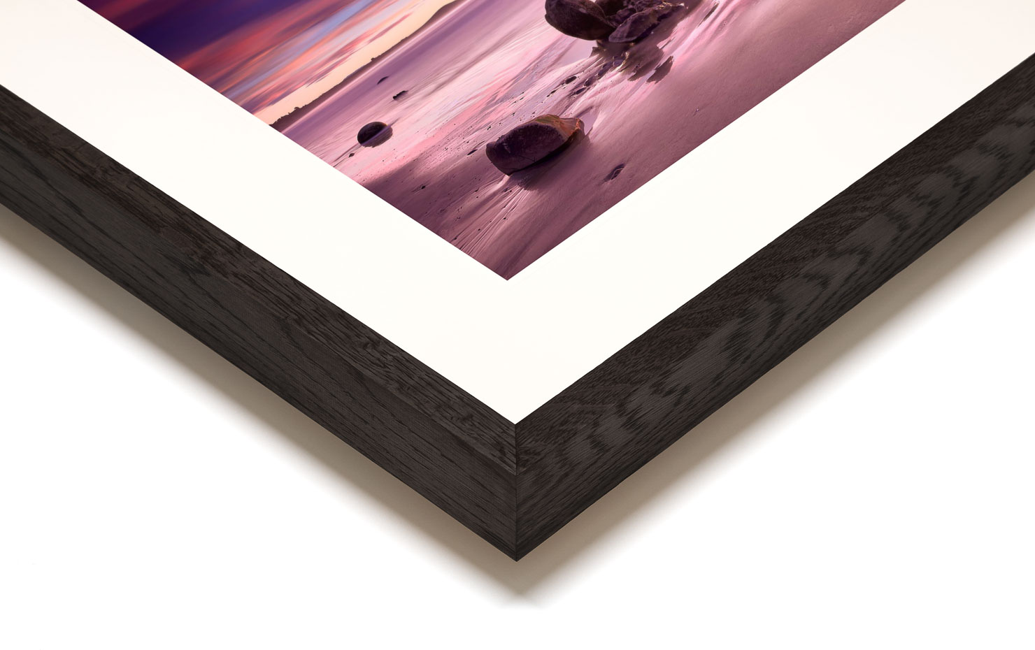 crack of dawn Moeraki New Zealand buy limited edition photograph landscape Full Dark Solid Wood Frame Paul Reiffer