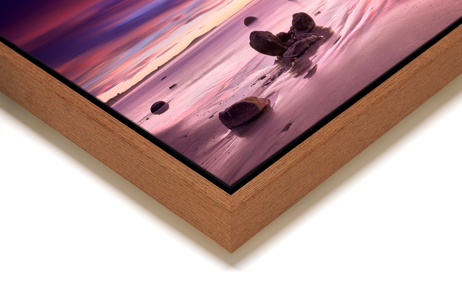 crack of dawn Moeraki New Zealand buy limited edition photograph landscape Full Light Floating Tray Frame Solid Wood Acrylic Paul Reiffer