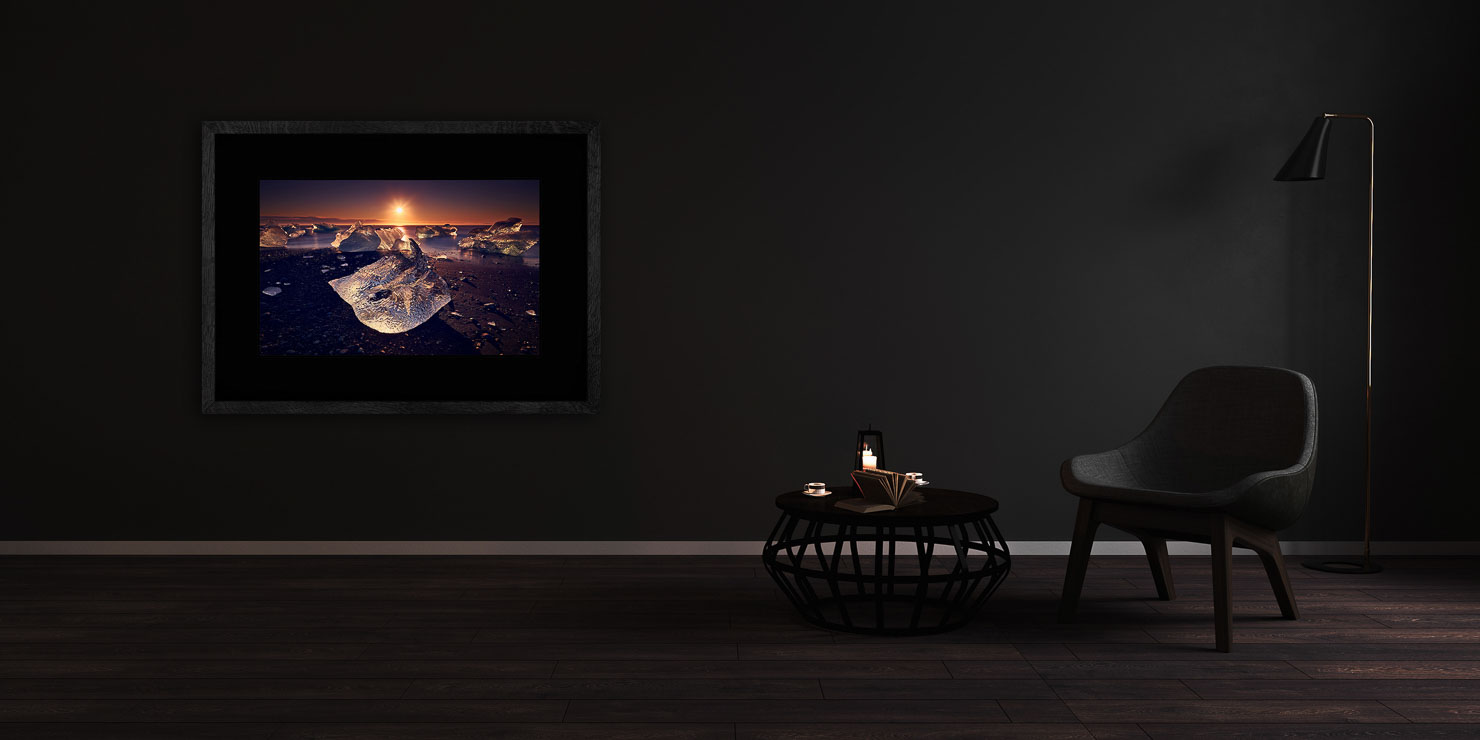 diamond Jokulsarlon Iceland buy limited edition photograph landscape Full Solid Wood Black Frame Complete Image Paul Reiffer Apartment 07 Dark Black Solid Wood Frame Paul Reiffer