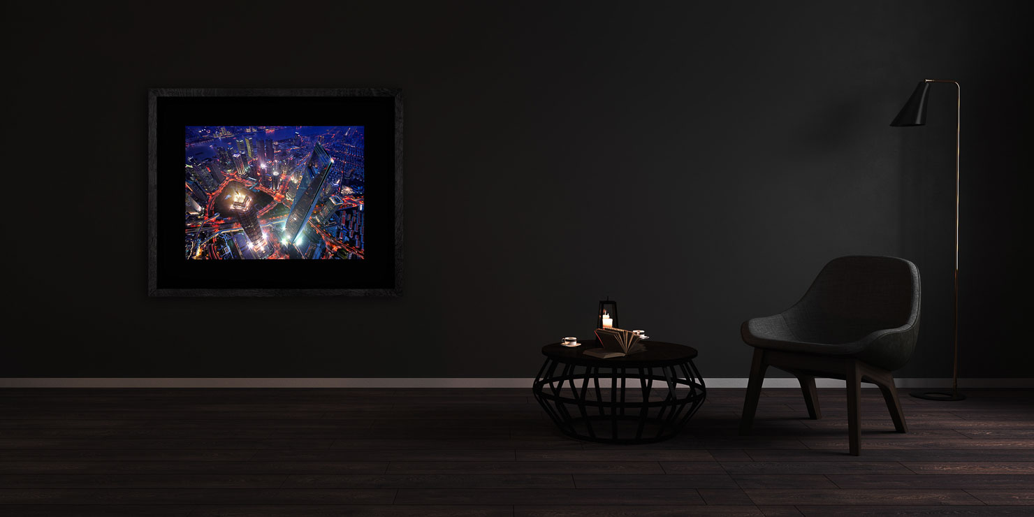 dont look down Shanghai China buy limited edition photograph landscape Full Solid Wood Black Frame Complete Image Paul Reiffer Apartment 07 Dark Black Solid Wood Frame Paul Reiffer
