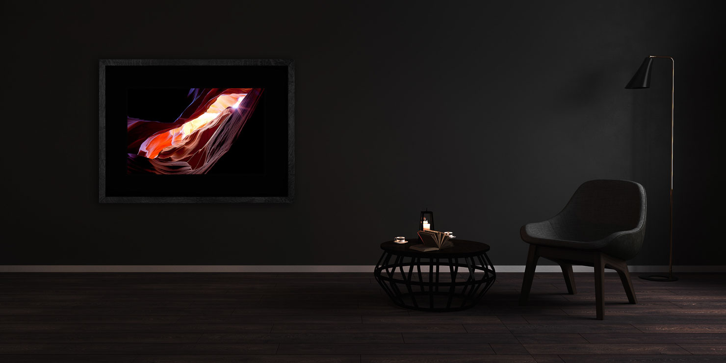 eye opener Antelope Canyon Arizona USA buy limited edition photograph landscape Full Solid Wood Black Frame Complete Image Paul Reiffer Apartment 07 Dark Black Solid Wood Frame Paul Reiffer