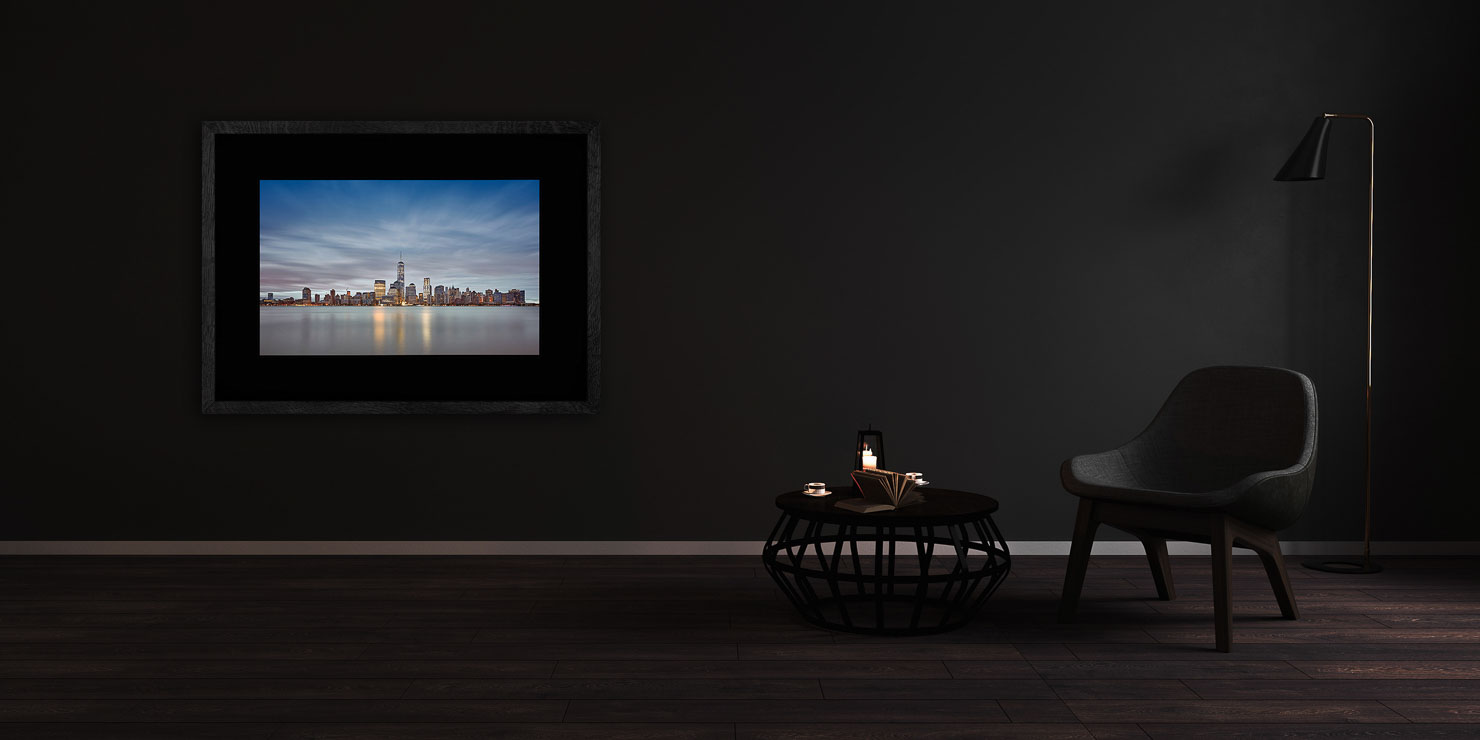 financial freedom New York City USA buy limited edition photograph landscape Full Solid Wood Black Frame Complete Image Paul Reiffer Apartment 07 Dark Black Solid Wood Frame Paul Reiffer