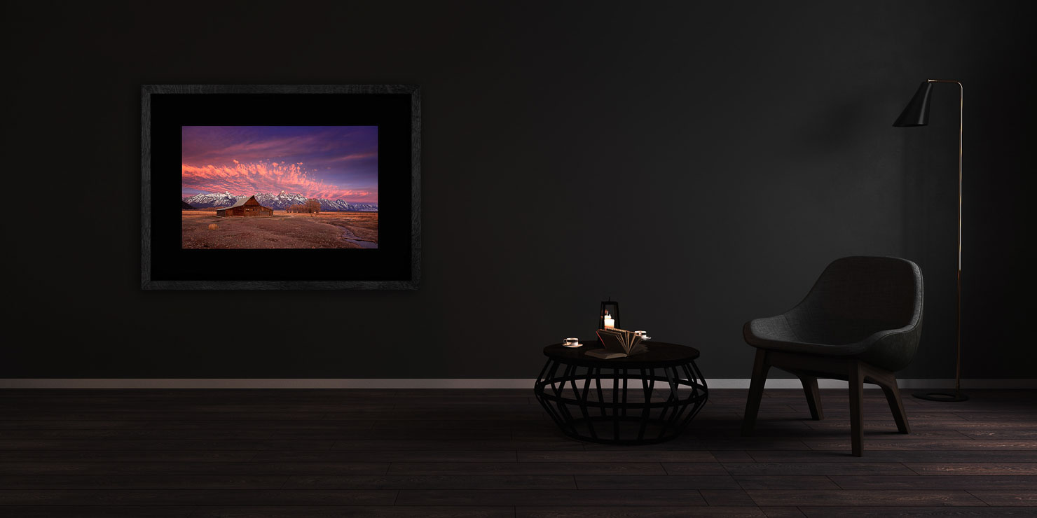 fire in the hole Jackson Hole USA buy limited edition photograph landscape Full Solid Wood Black Frame Complete Image Paul Reiffer Apartment 07 Dark Black Solid Wood Frame Paul Reiffer