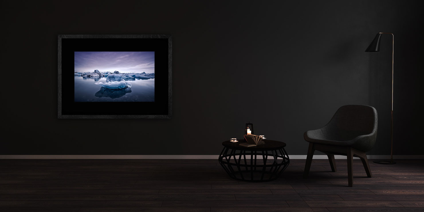 float Jokulsarlon Iceland buy limited edition photograph landscape Full Solid Wood Black Frame Complete Image Paul Reiffer Apartment 07 Dark Black Solid Wood Frame Paul Reiffer