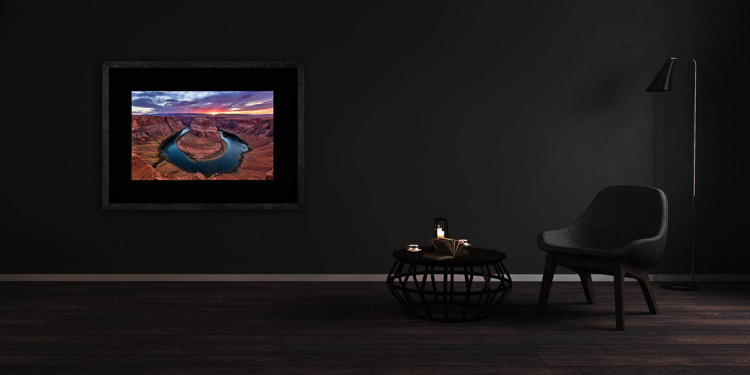 horseshoe bend Page Arizona USA buy limited edition photograph landscape Full Solid Wood Black Frame Complete Image Paul Reiffer Apartment 07 Dark Black Solid Wood Frame Paul Reiffer