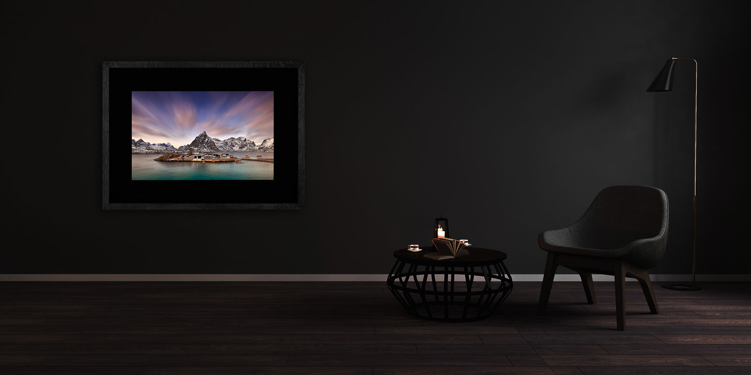 lagoon Lofoten Norway buy limited edition photograph landscape Full Solid Wood Black Frame Complete Image Paul Reiffer Apartment 07 Dark Black Solid Wood Frame Paul Reiffer