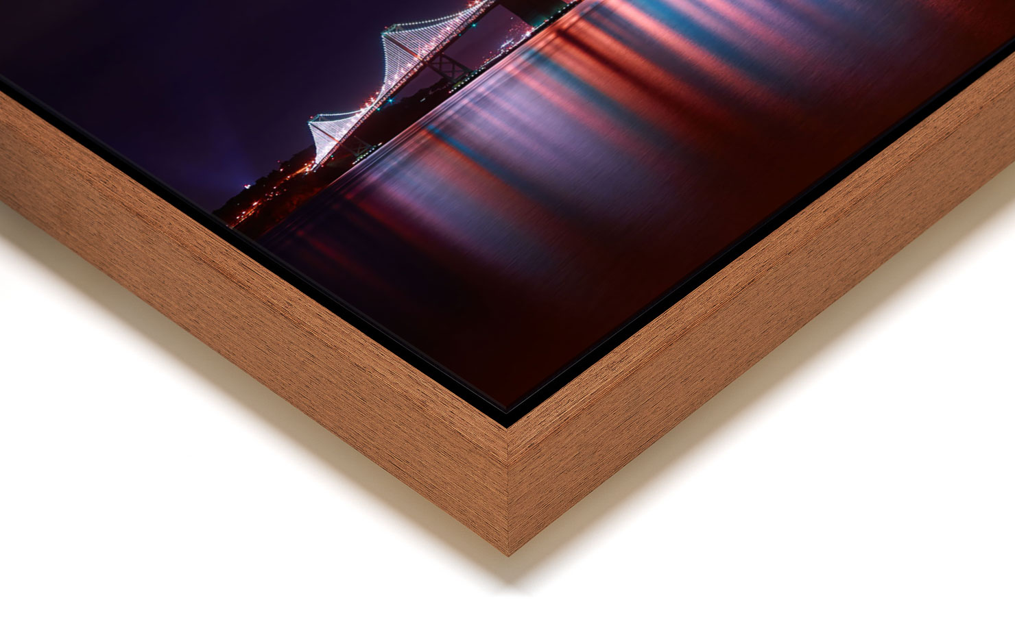 lights alive San Francisco California USA buy limited edition photograph landscape Full Light Floating Tray Frame Solid Wood Acrylic Paul Reiffer
