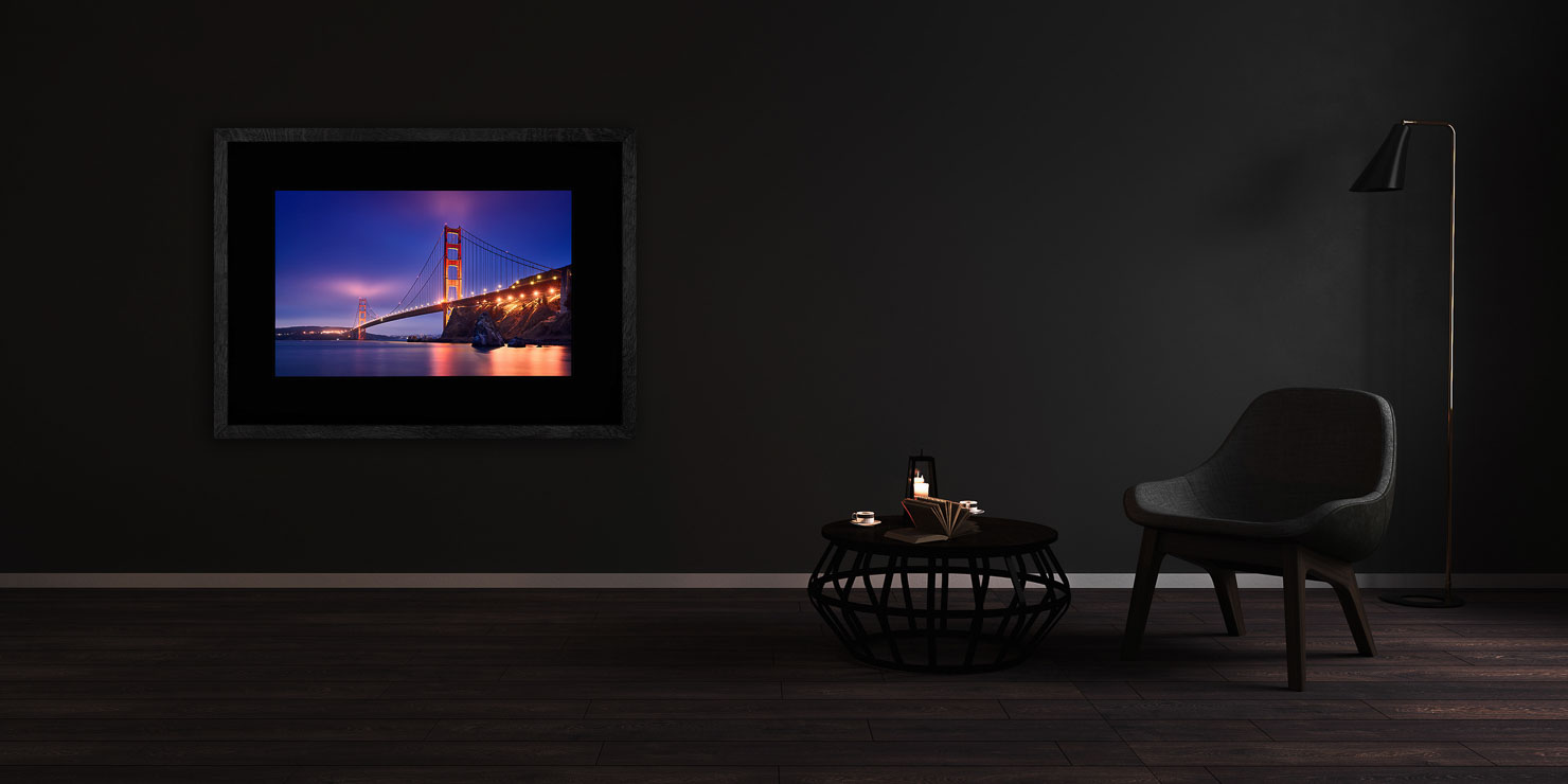 morning blues San Francisco California buy limited edition photograph landscape Full Solid Wood Black Frame Complete Image Paul Reiffer Apartment 07 Dark Black Solid Wood Frame Paul Reiffer