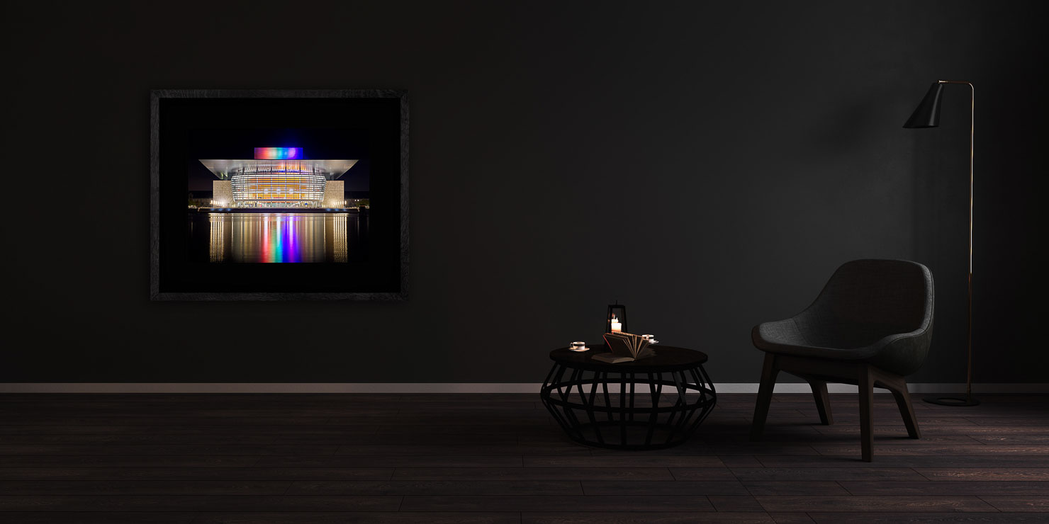 night at the opera Copenhagen Denmark buy limited edition photograph landscape Full Solid Wood Black Frame Complete Image Paul Reiffer Apartment 07 Dark Black Solid Wood Frame Paul Reiffer