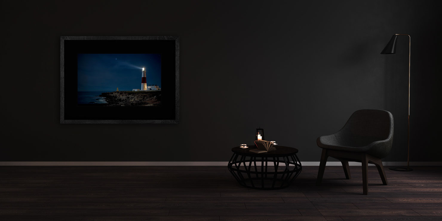 night light Portland Dorset UK buy limited edition photograph landscape Full Solid Wood Black Frame Complete Image Paul Reiffer Apartment 07 Dark Black Solid Wood Frame Paul Reiffer