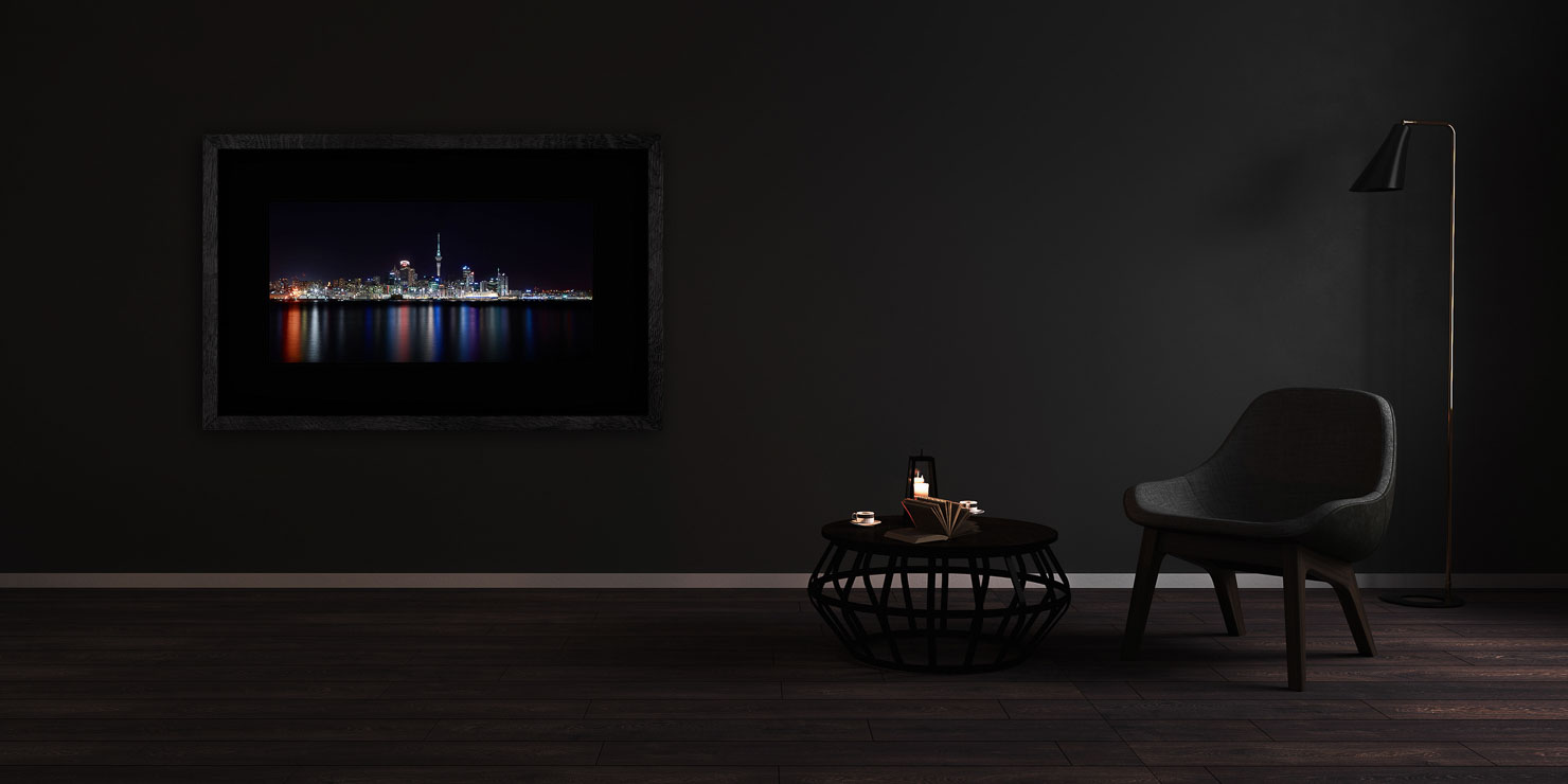 night sailing Auckland New Zealand buy limited edition photograph landscape Full Solid Wood Black Frame Complete Image Paul Reiffer Apartment 07 Dark Black Solid Wood Frame Paul Reiffer