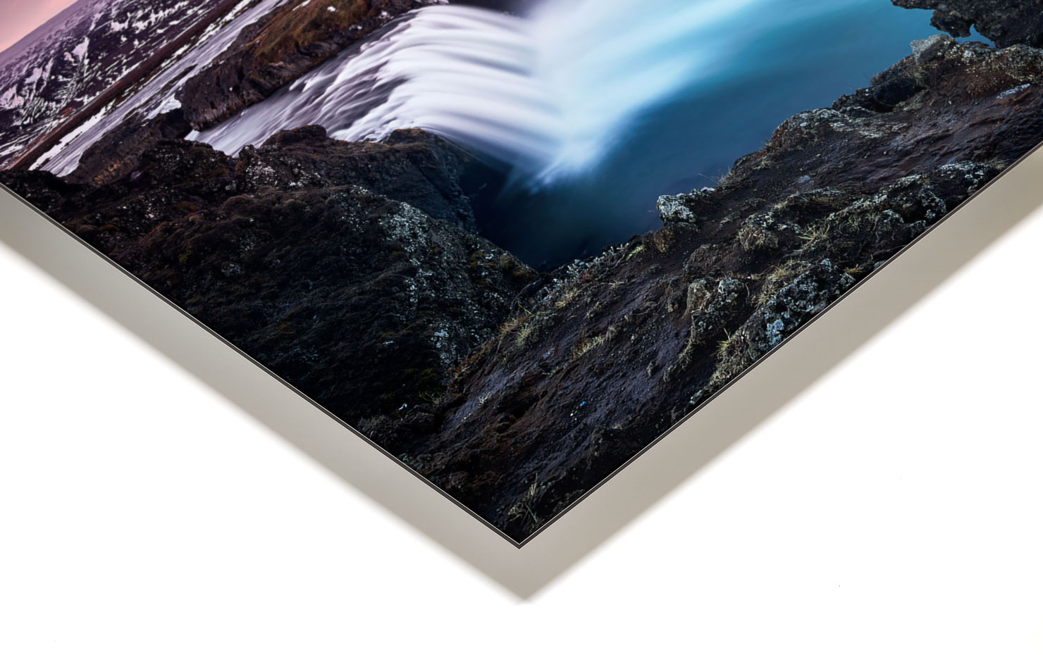 overflow Godafoss Iceland buy limited edition photograph landscape Full Acrylic Aluminium Metal Frame Paul Reiffer