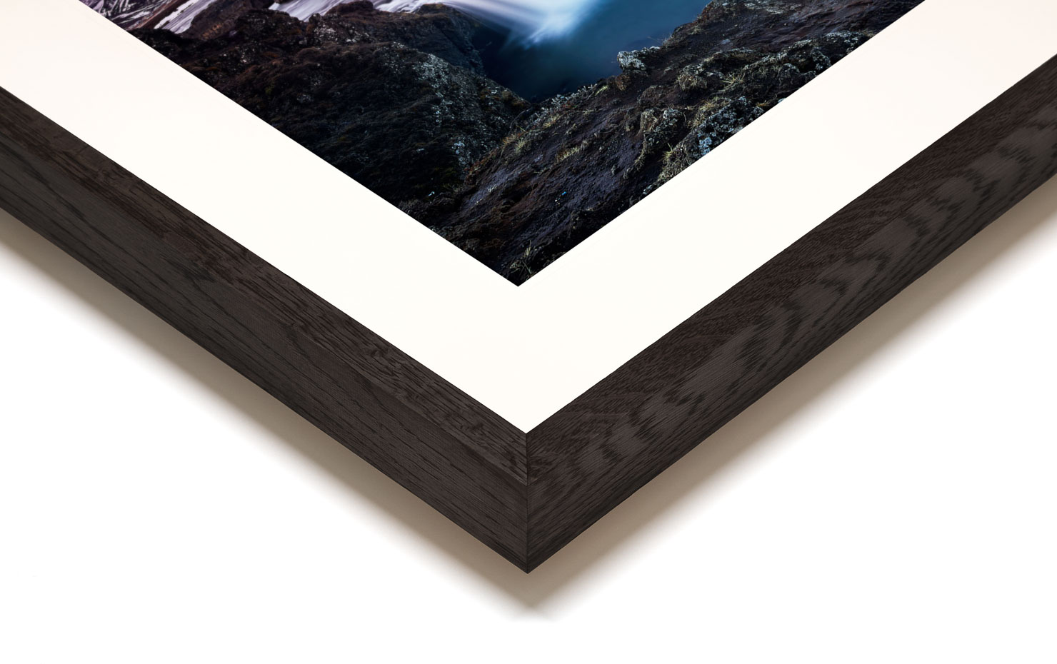 overflow Godafoss Iceland buy limited edition photograph landscape Full Dark Solid Wood Frame Paul Reiffer