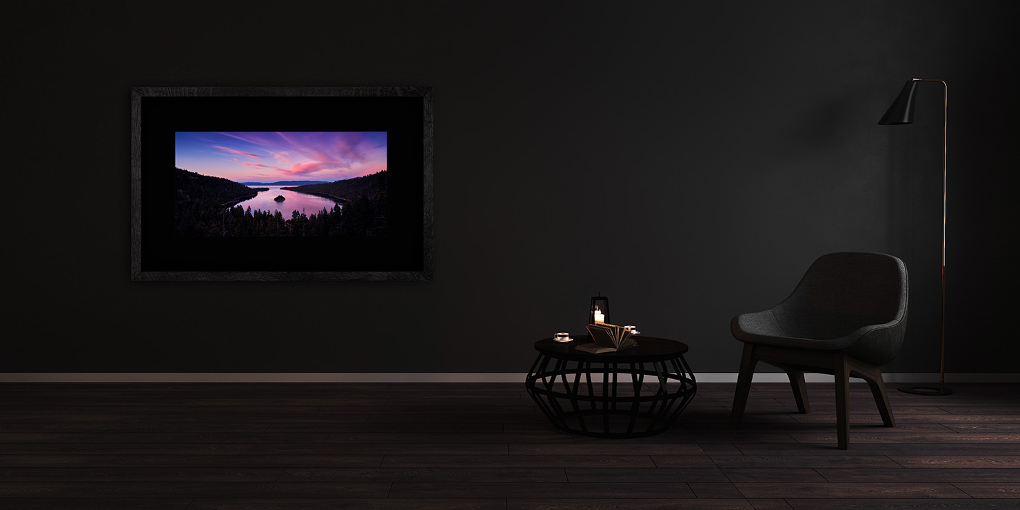 pink emerald Lake Tahoe California USA buy limited edition photograph landscape Full Solid Wood Black Frame Complete Image Paul Reiffer Apartment 07 Dark Black Solid Wood Frame Paul Reiffer