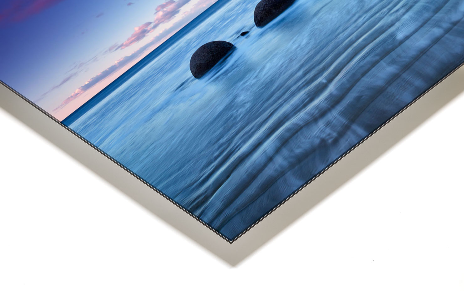 reveal Moeraki New Zealand buy limited edition photograph landscape Full Acrylic Aluminium Metal Frame Paul Reiffer
