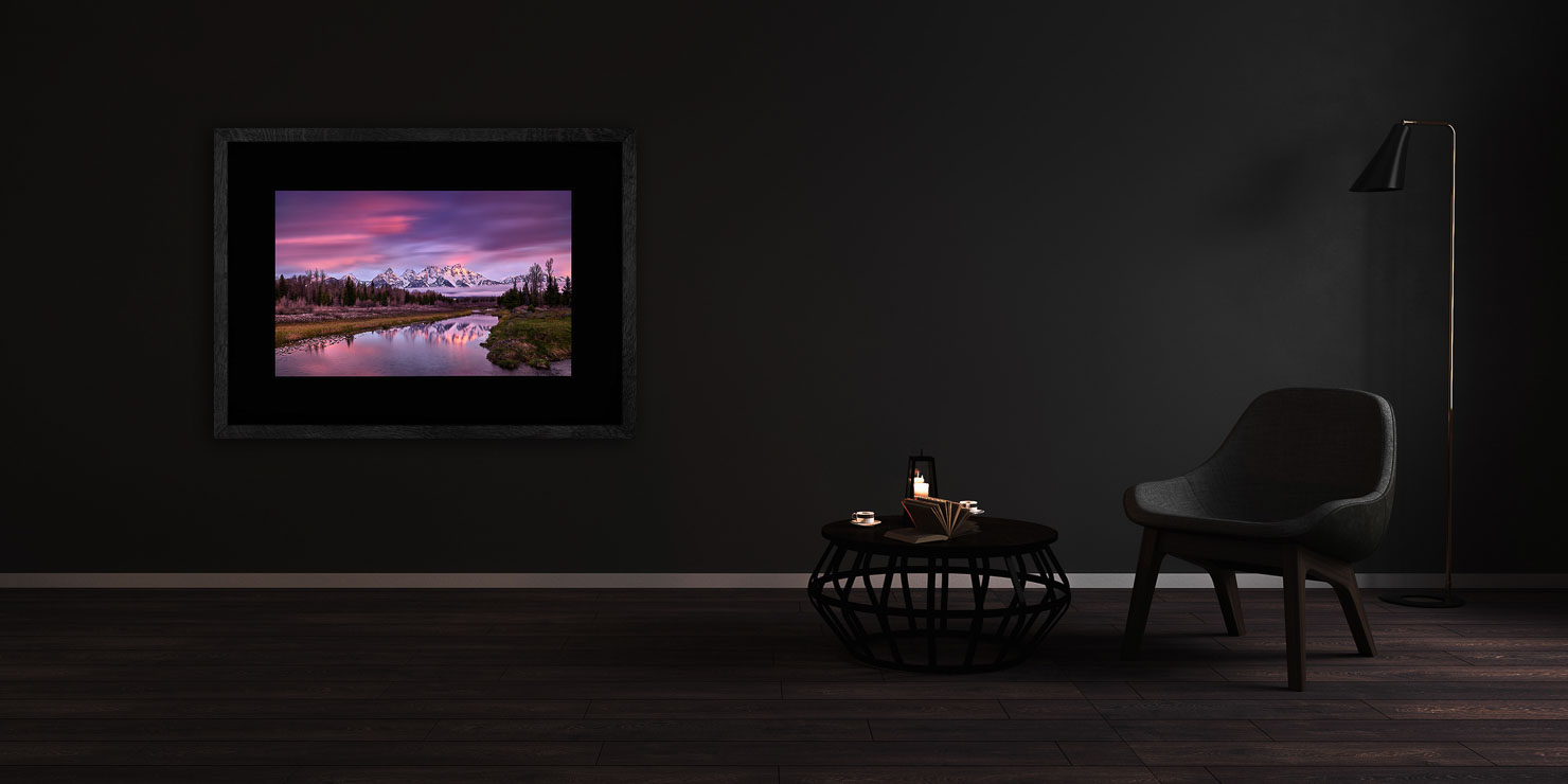 schwabachers sunrise Wyoming USA buy limited edition photograph landscape Full Solid Wood Black Frame Complete Image Paul Reiffer Apartment 07 Dark Black Solid Wood Frame Paul Reiffer