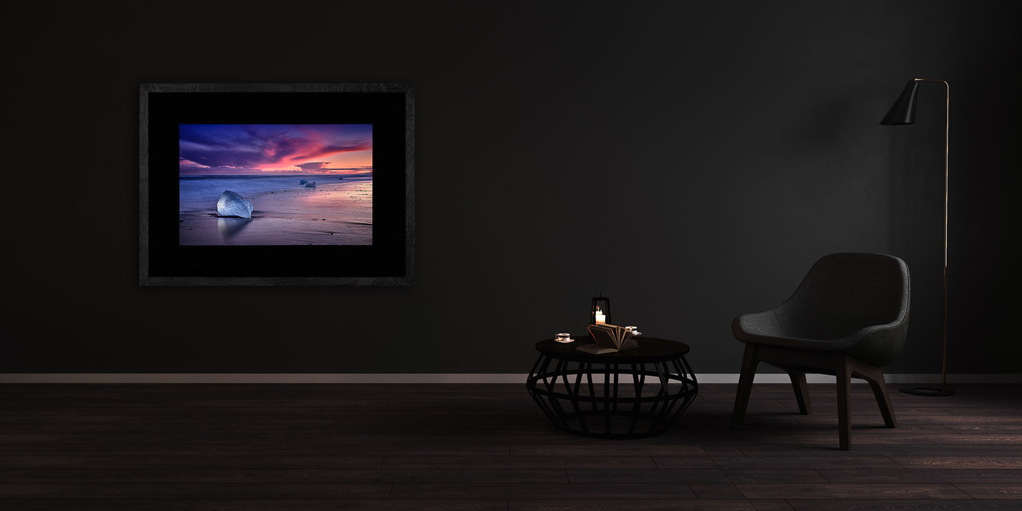 solitaire Jokulsarlon Iceland buy limited edition photograph landscape Full Solid Wood Black Frame Complete Image Paul Reiffer Apartment 07 Dark Black Solid Wood Frame Paul Reiffer