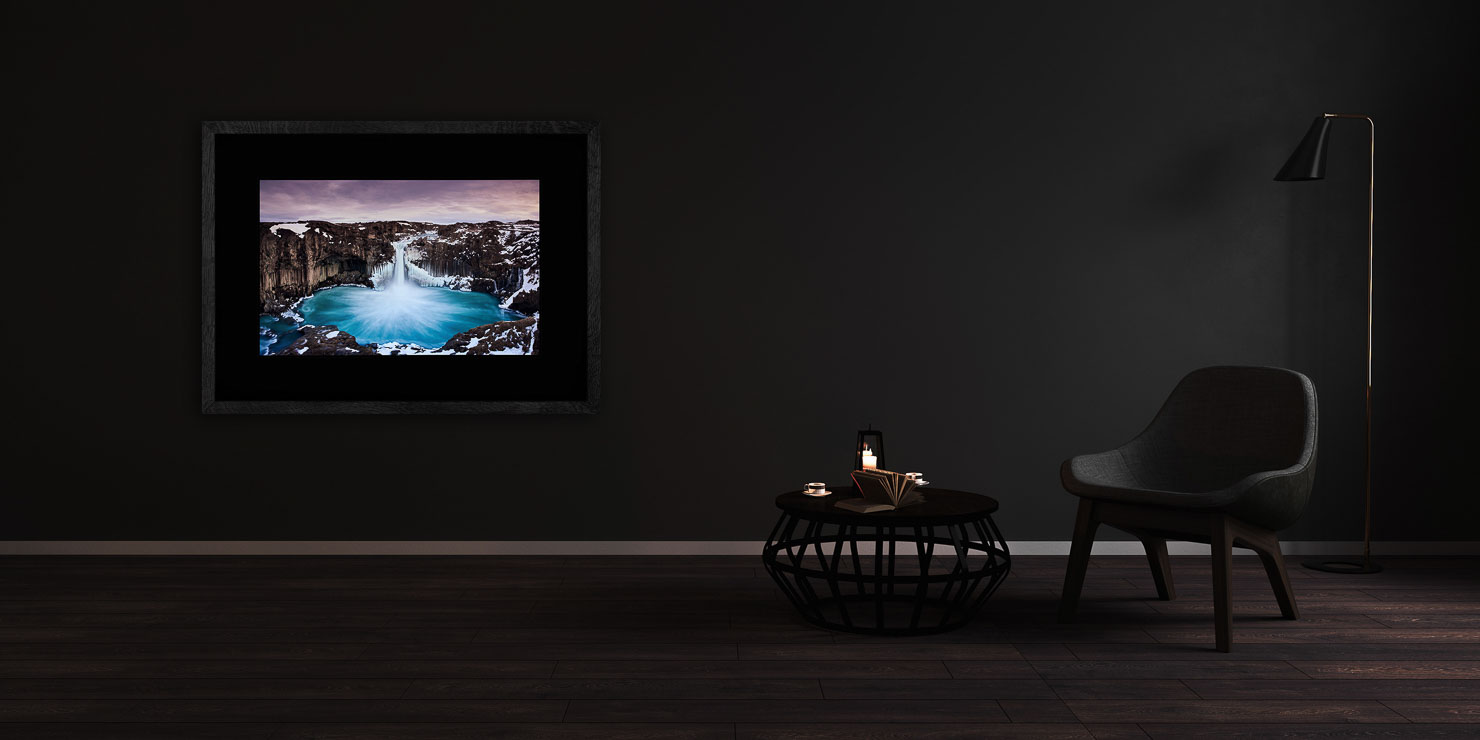 spellbound Aldeyjarfoss Iceland buy limited edition photograph landscape Full Solid Wood Black Frame Complete Image Paul Reiffer Apartment 07 Dark Black Solid Wood Frame Paul Reiffer