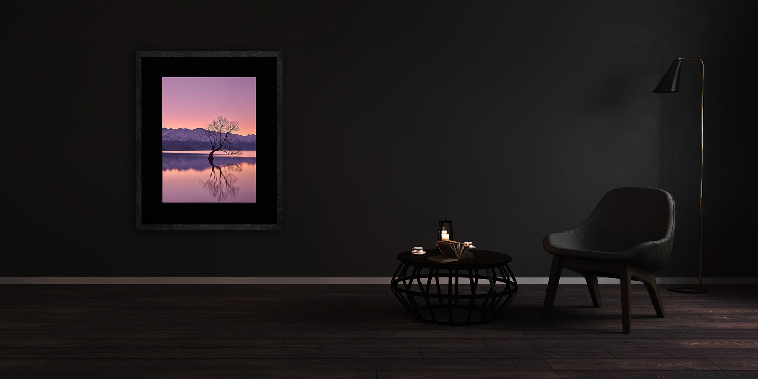 still Lake Wanaka New Zealand buy limited edition photograph landscape Full Solid Wood Black Frame Complete Image Paul Reiffer Apartment 07 Dark Black Solid Wood Frame Paul Reiffer