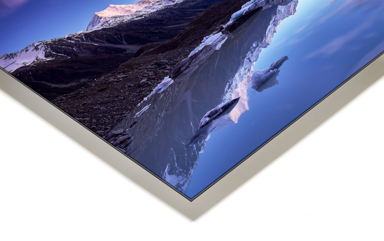 thaw Aoraki Mount Cook New Zealand buy limited edition photograph landscape Full Acrylic Aluminium Metal Frame Paul Reiffer