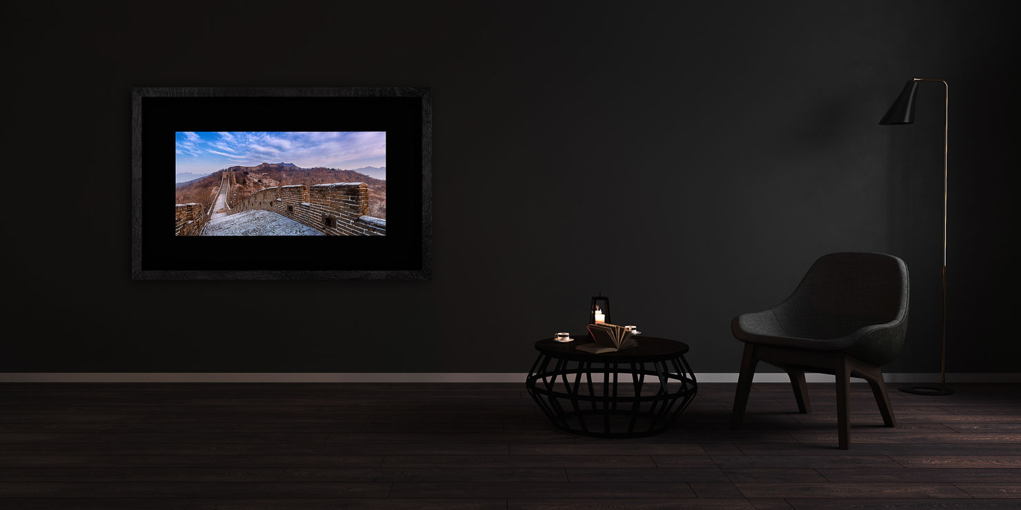 touch of frost Great Wall Beijing China buy limited edition photograph landscape Full Solid Wood Black Frame Complete Image Paul Reiffer Apartment 07 Dark Black Solid Wood Frame Paul Reiffer