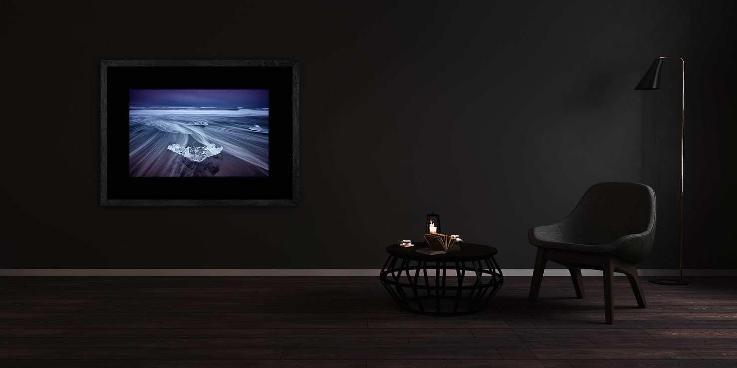 trace Jokulsarlon Iceland buy limited edition photograph landscape Full Solid Wood Black Frame Complete Image Paul Reiffer Apartment 07 Dark Black Solid Wood Frame Paul Reiffer