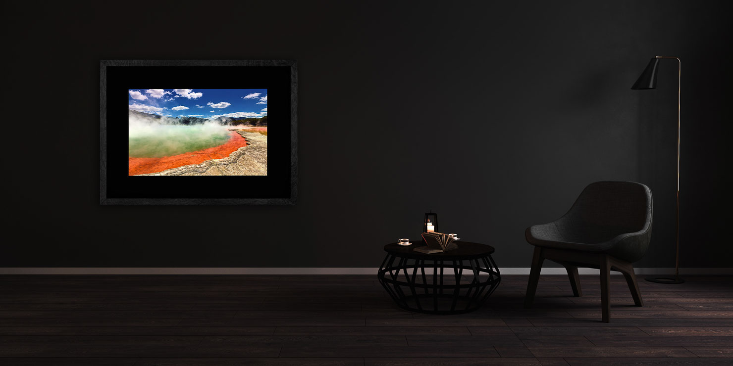 witches brew Rotorua New Zealand buy limited edition photograph landscape Full Solid Wood Black Frame Complete Image Paul Reiffer Apartment 07 Dark Black Solid Wood Frame Paul Reiffer