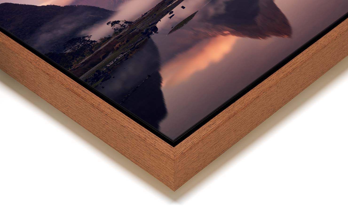 the sound of silence Milford Sound New Zealand buy limited edition photograph landscape Full Light Floating Tray Frame Solid Wood Acrylic Paul Reiffer