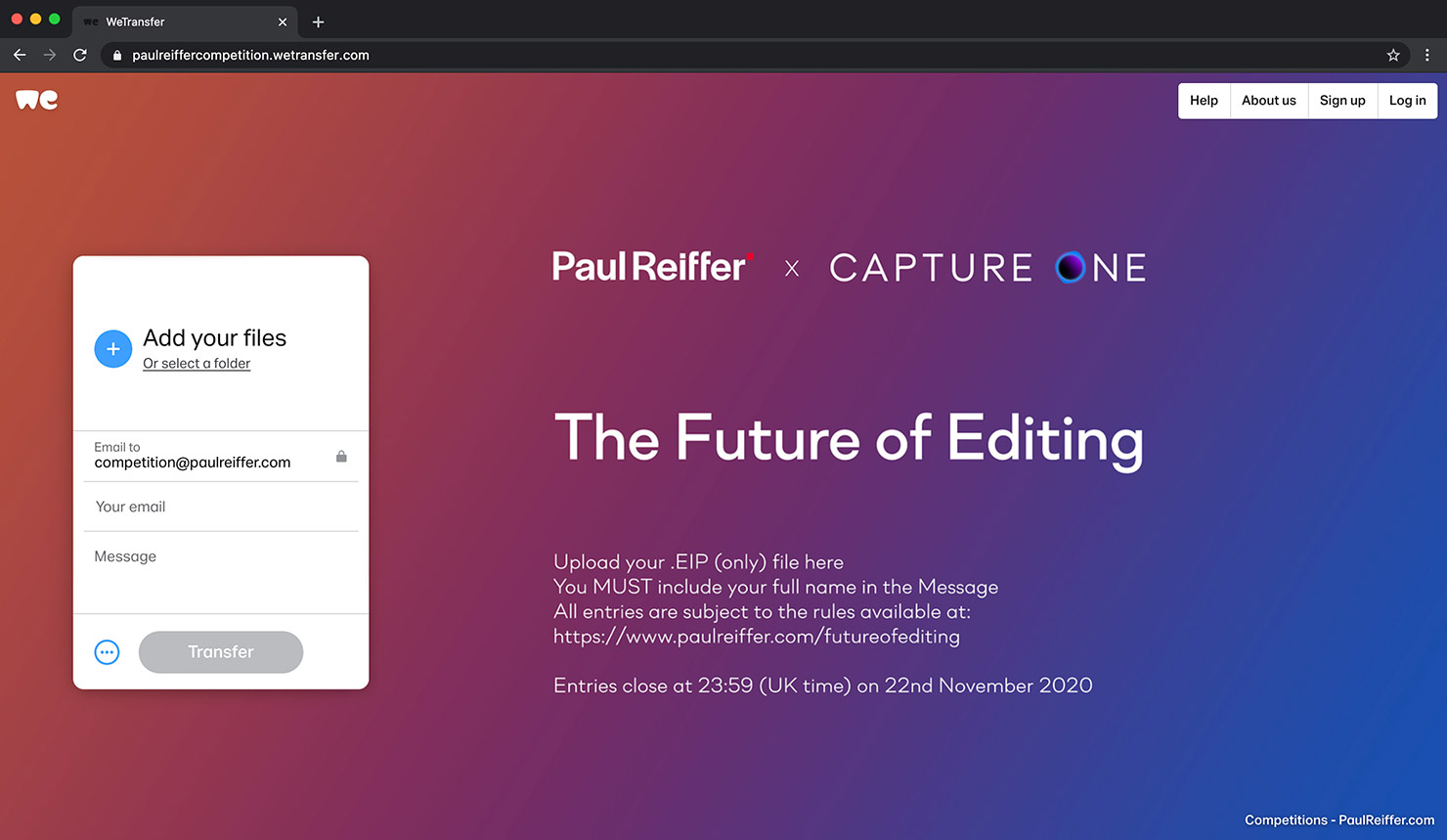 WeTransfer Upload Future Of Editing Paul Reiffer Capture One 21 Upgrade Update Win Free License Competition