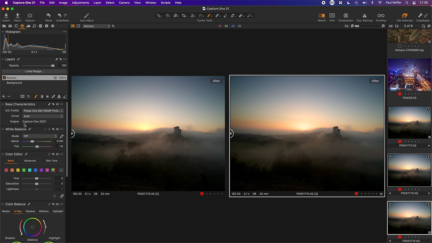 Prostandard Icc Add Haze Fog More Dehaze Tool Rehaze Capture One 21 Upgrade How To Review Update Features New Release Paul Reiffer Photographer Edit Raw Version