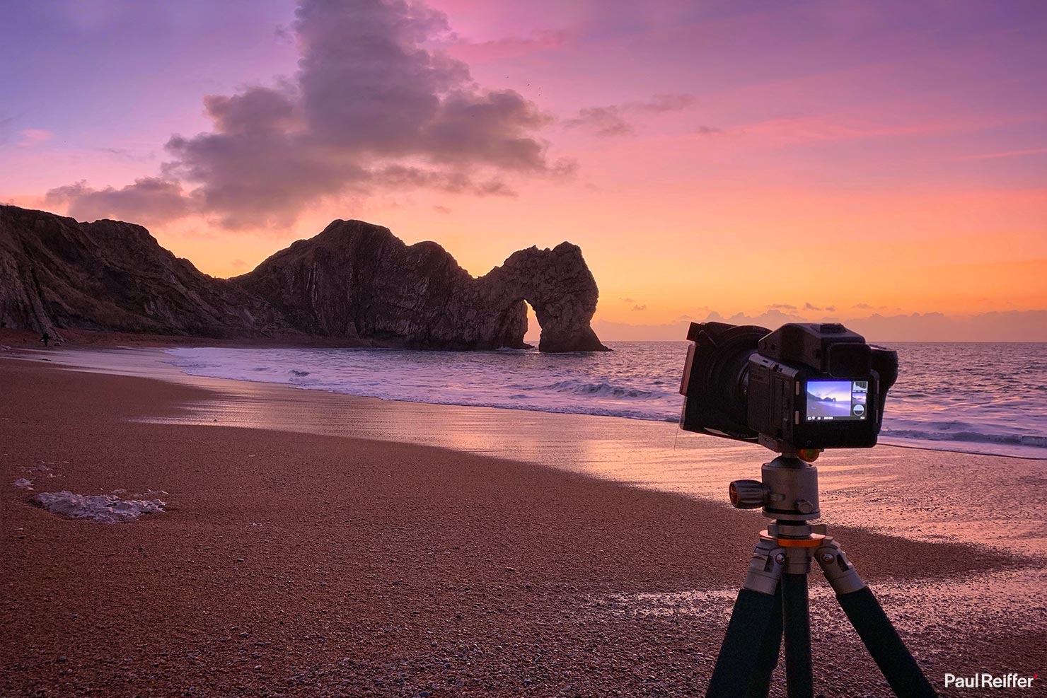 BTS Durdle Door Beach Sunrise Phase One Camera Filters Morning Winter Natural Arch Lulworth Dorset Photography