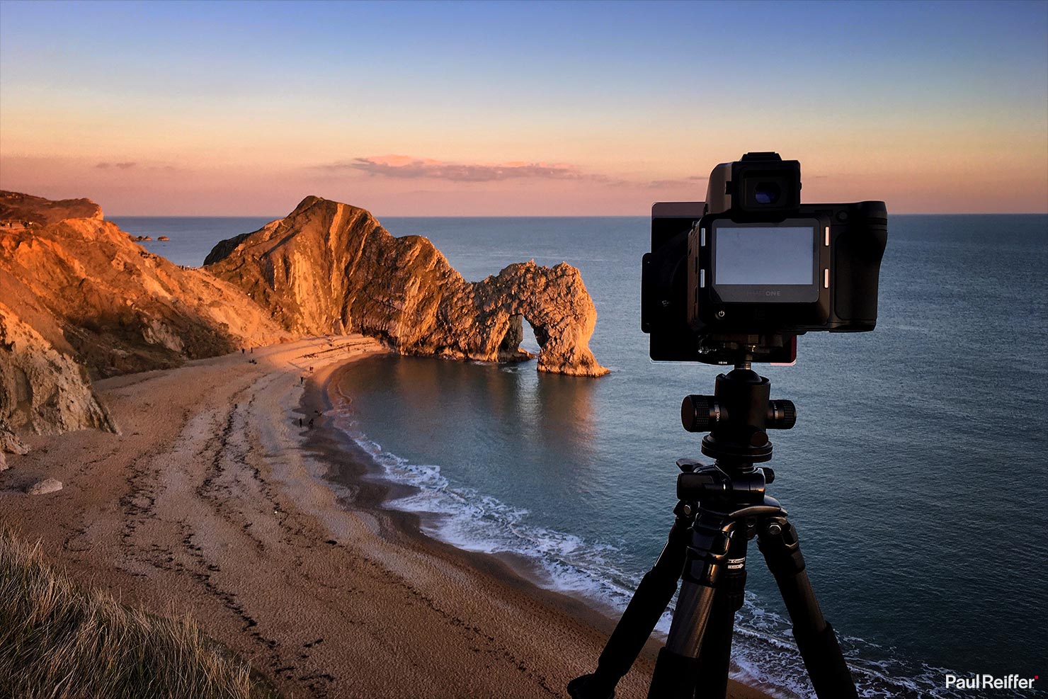 BTS Last Light Durdle Door Dorset Camera Summer Sunset Archway Natural Rock Clifftop Phase One