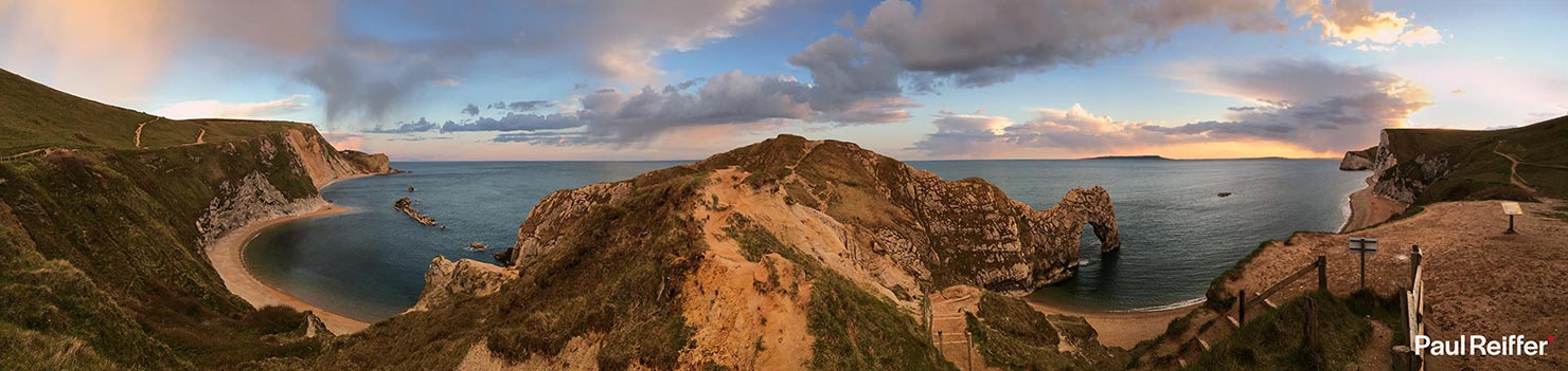 BTS Panoramic Durdle Door iPhone Photo Man O War Bay Cove Bats Head Lulworth Estate Jurassic Coast Dorset