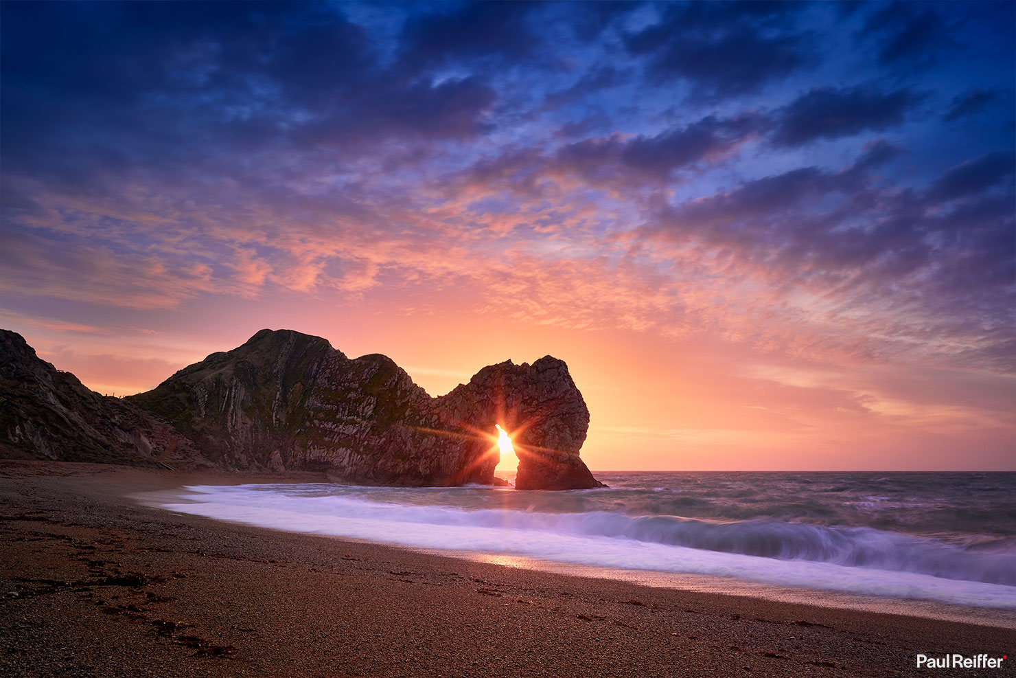 Durdle Door Through The Keyhole Sunrise Paul Reiffer Limited Edition Fine Art Print Sun Flare Beach Dorset Coast World Heritage