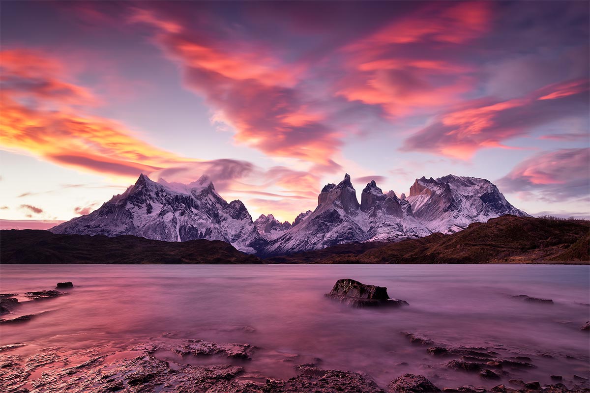 Paul Reiffer Patagonia Chile Photography Workshop Mountains Still Torres del Paine Cerro Paine Grande Lake Pehoe Sunset