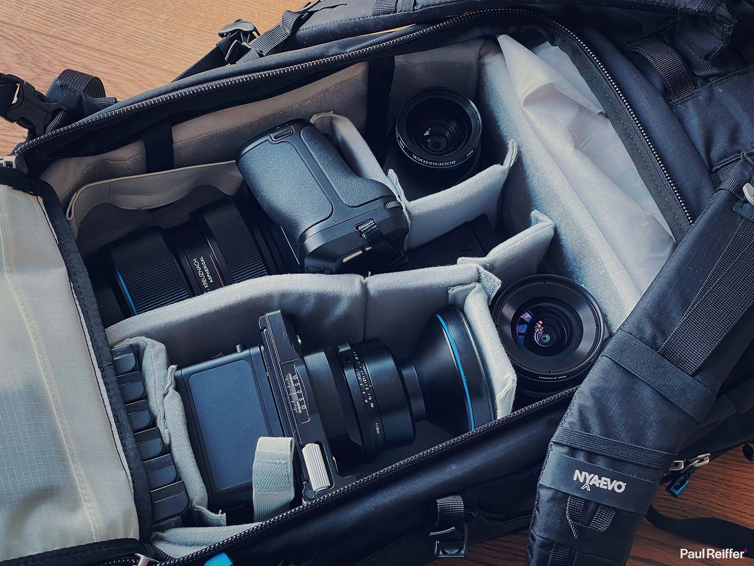 BTS Bag Internal Layout Paul Reiffer Nya-Evo Fjord 60C Phase One XT XF Camera System RCI
